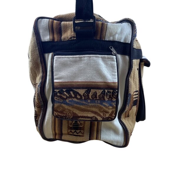 Handcrafted Peruvian Native Shoulder Strap & Multi Zip Pockets Duffel Bag Size L - Picture 4 of 12